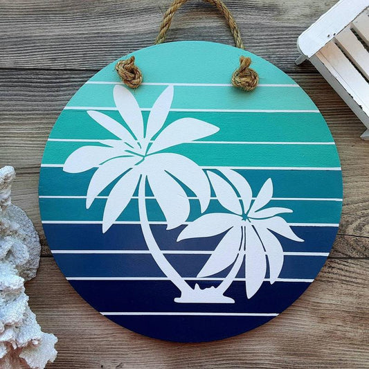 Ombre Palm Tree Round Wall Hanging