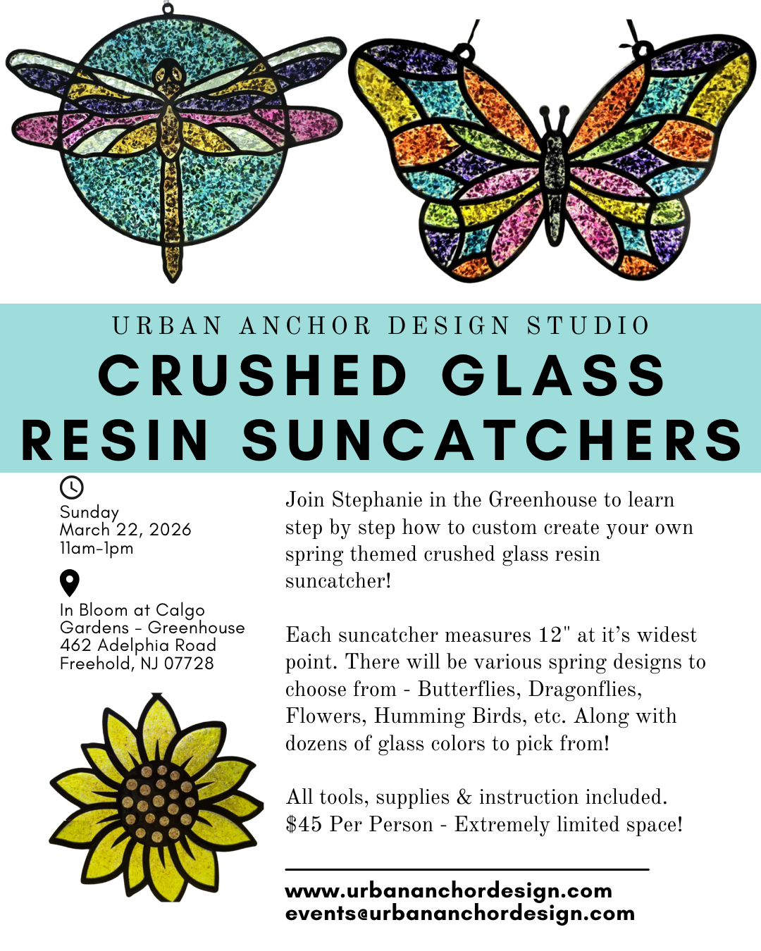 Crushed Glass Resin Sun Catcher Workshop - March 22, 2026 11am